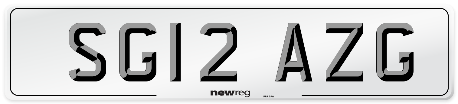 SG12 AZG Number Plate from New Reg